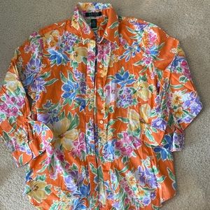 Ralph Lauren Floral 3/4 Sleeves Button up blouse Size S/P